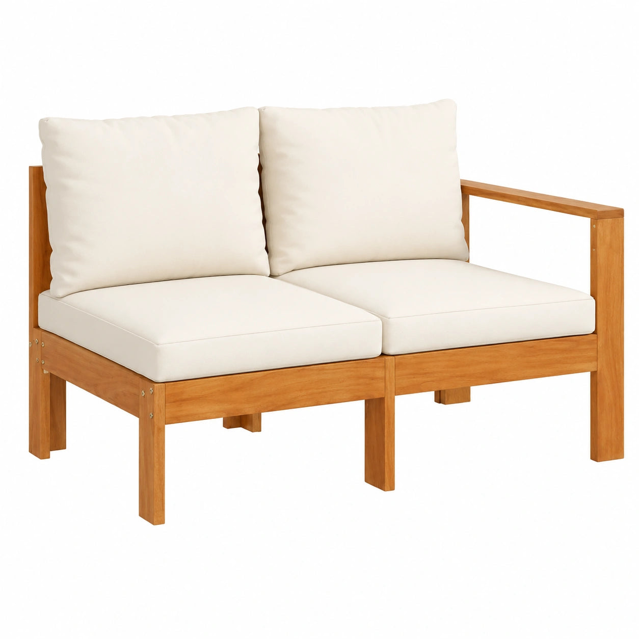 Gartensofa – 2-Sitzer, mit Armlehnen, modular, aus Massivholz, für Garten und Terrasse