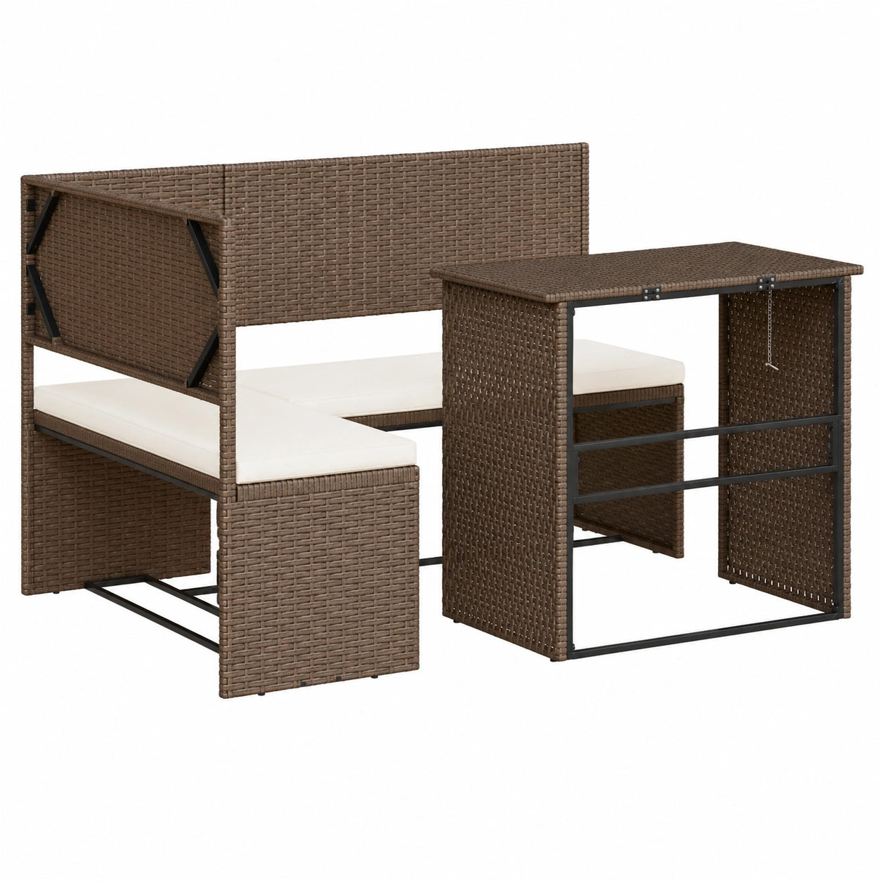 Gartensofa – aus Rattan, Braun, für Garten und Terrasse