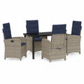 Essgruppe – moderner Stil, aus Rattan, Grau, für Garten