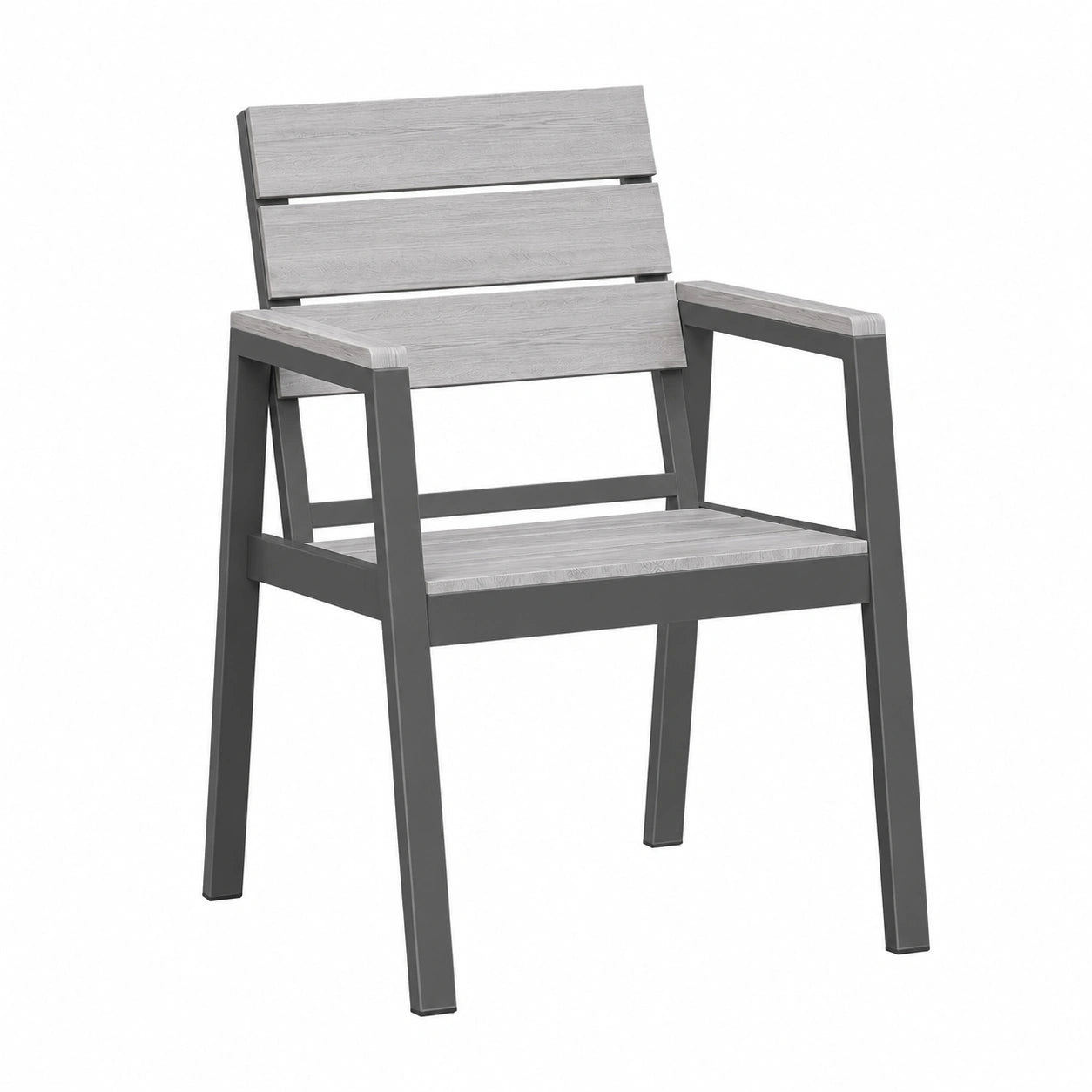 Gartenstuhl – 2er-Set, aus Aluminium, Grau, für Garten, Terrasse und Balkon