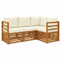 Loungeset – moderner Stil, aus Massivholz, Creme und Naturfarben, für Garten