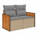 Gartensofa – 2-Sitzer, aus Rattan, Beige, für Garten und Terrasse