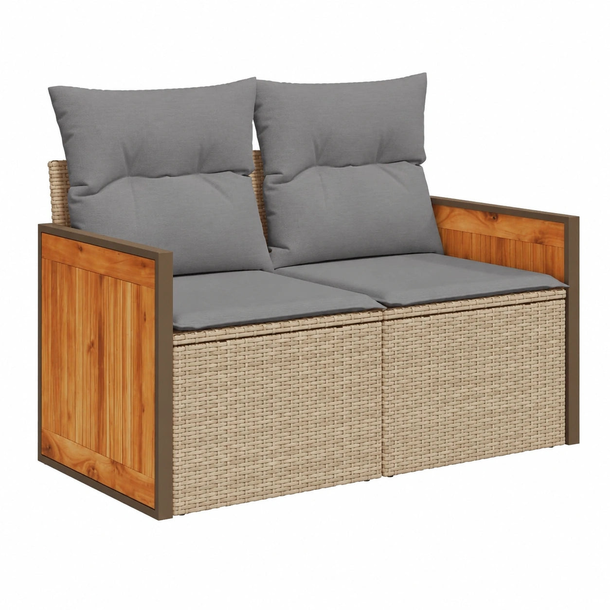 Gartensofa – 2-Sitzer, aus Rattan, Beige, für Garten und Terrasse