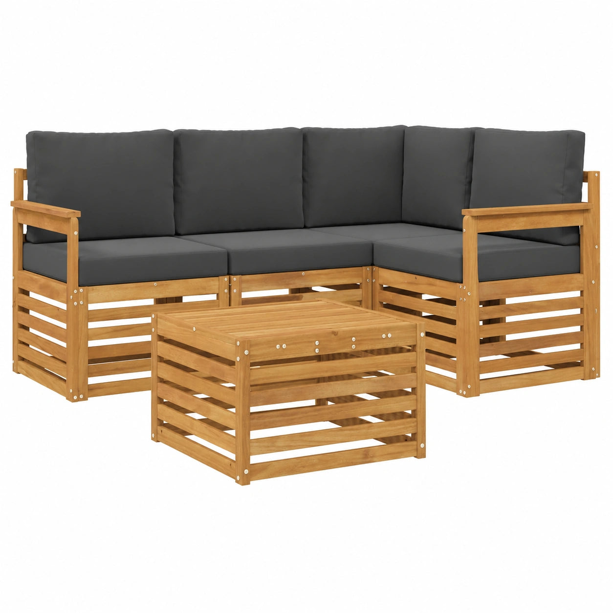 Loungeset – 59 × 59 × 37 cm, moderner Stil, modular, Anthrazit, für Garten