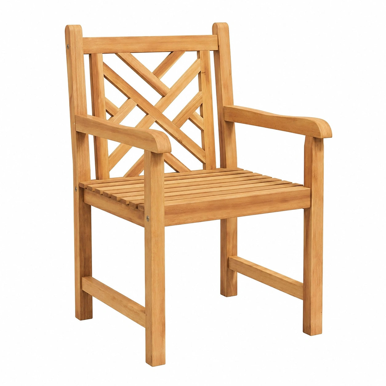 Gartenstuhl – 60 × 58 × 90 cm, rechteckige Form, aus Massivholz und Teakholz, für Garten und Terrasse