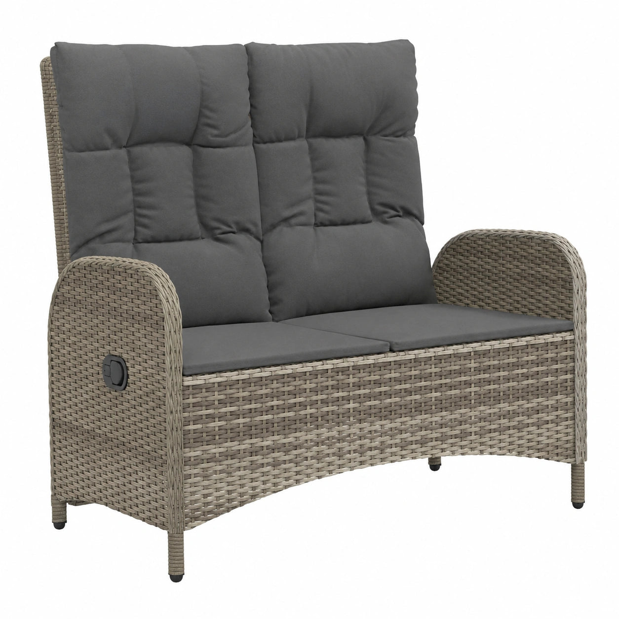 Gartenbank – 107 cm, mit Rückenlehne, aus Rattan, Grau
