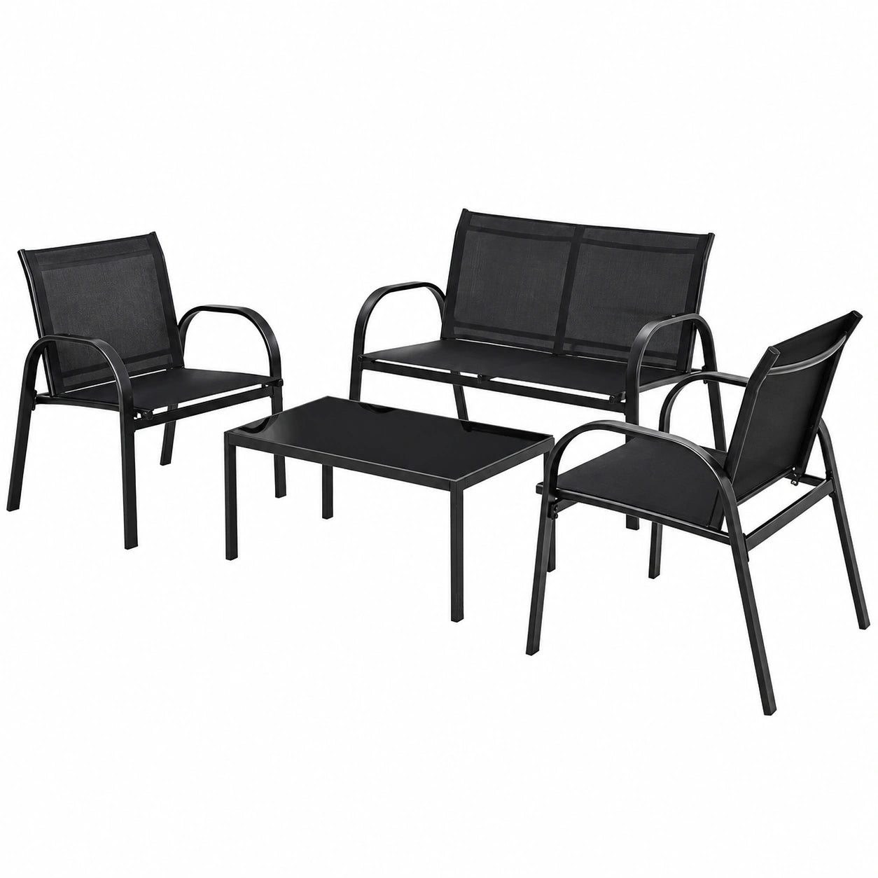 Gartenmöbel – 4-teilig, Schwarz, für Garten