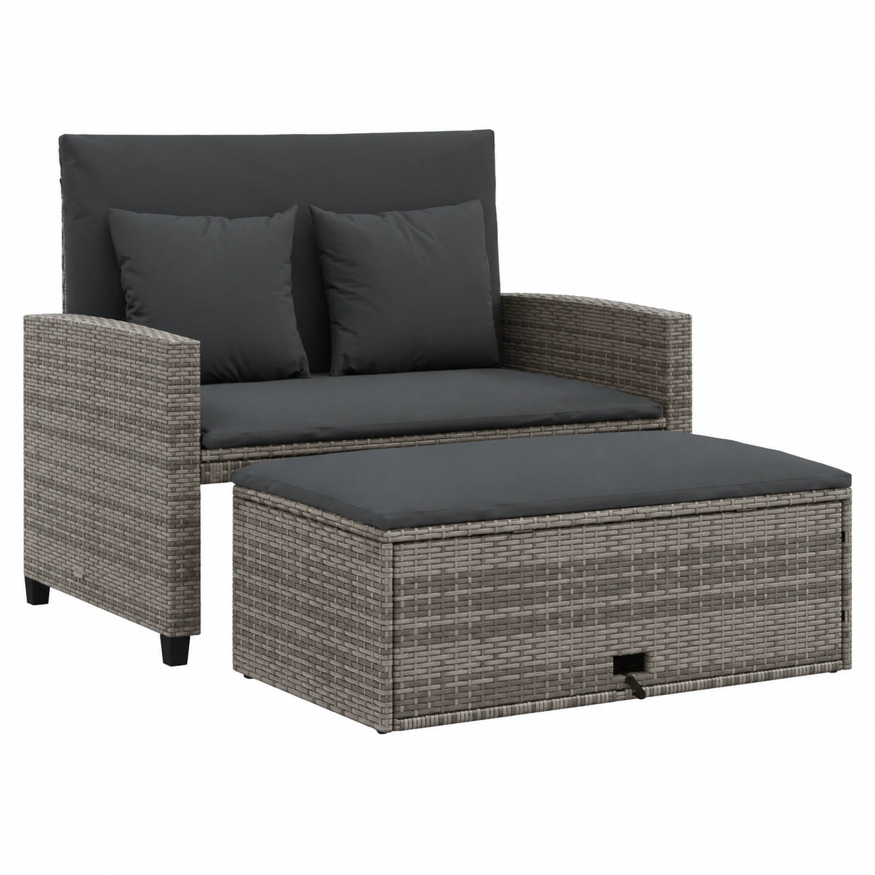 Gartensofa – 2-Sitzer, ausziehbar, mit Stauraum, mit Schlaffunktion, aus Rattan, für Balkon