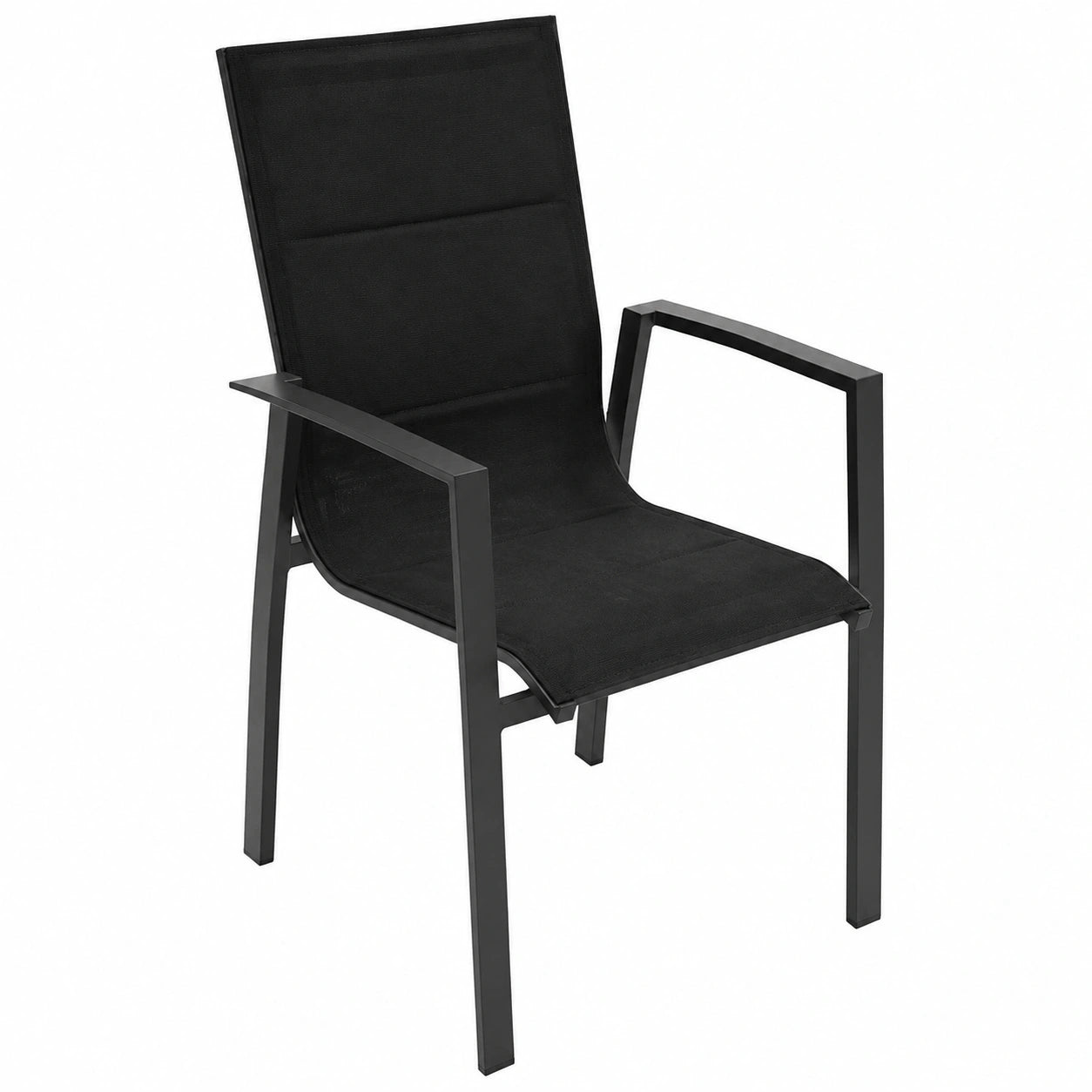 Gartenstuhl – gepolstert, aus Aluminium, Schwarz