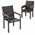 Gartenstuhl – 4er-Set, mit Rückenlehne, stapelbar, aus Aluminium, Schwarz, für Terrasse und Balkon
