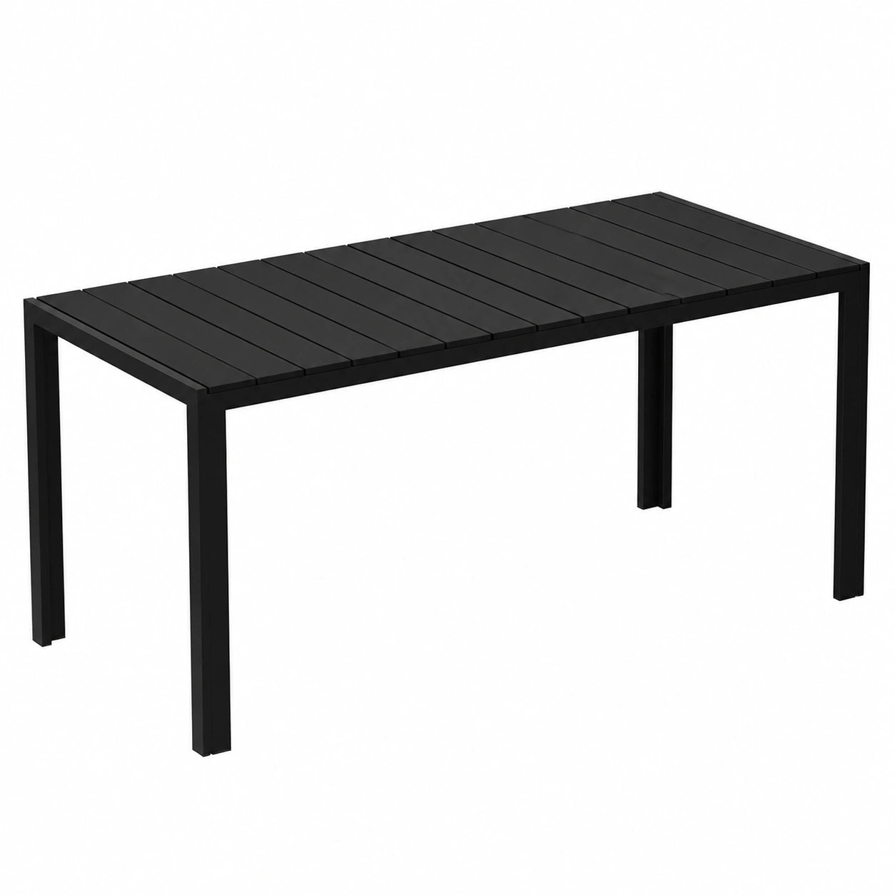 Gartentisch – 150 × 80 cm, moderner Stil, rechteckige Form, UV-beständig, aus Aluminium, Schwarz, für Garten