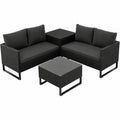 Beistelltisch – aus Rattan, Schwarz