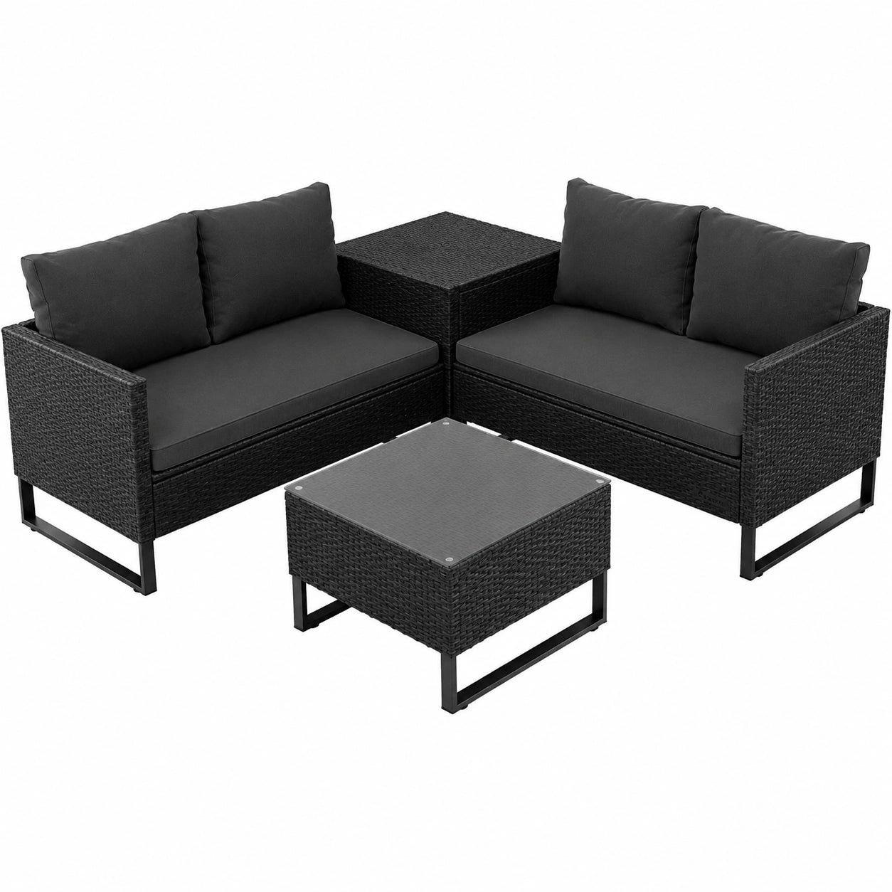 Beistelltisch – aus Rattan, Schwarz