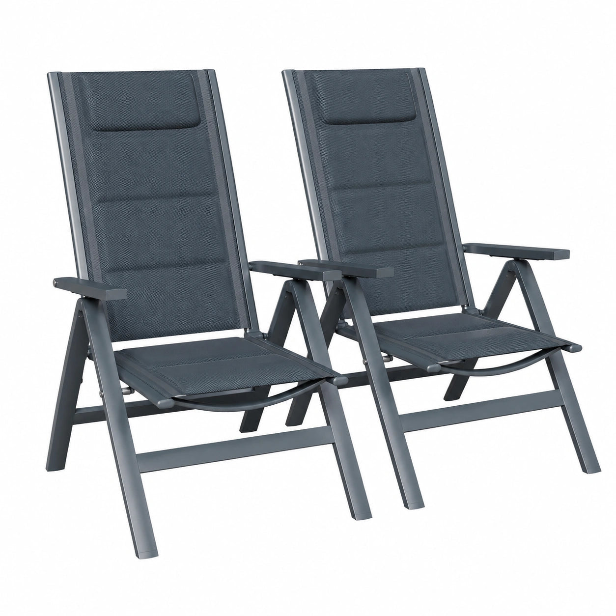 Gartenstuhl – 2er-Set, klappbar, mit Rückenlehne, aus Aluminium, Hellgrau