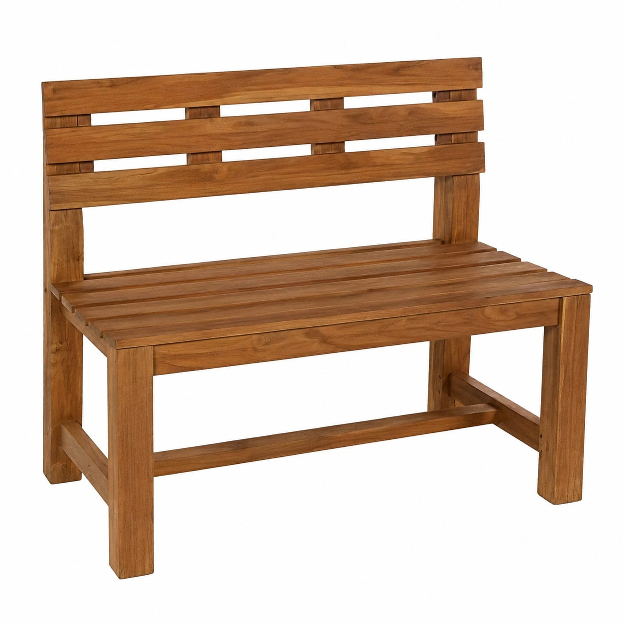 Bank – 120 cm, mit Rückenlehne, aus Teakholz