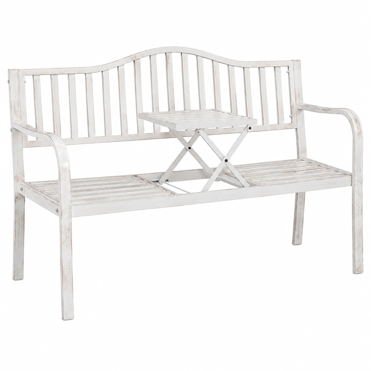 Gartenbank – 3-Sitzer, 89 × 150 × 58,5 cm, klappbar, aus Metall, für Garten