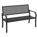 Gartenbank – 3-Sitzer, 127 × 62 × 86 cm, mit Armlehnen, mit Rückenlehne, aus Metall, Schwarz, für Garten, Terrasse und Balkon