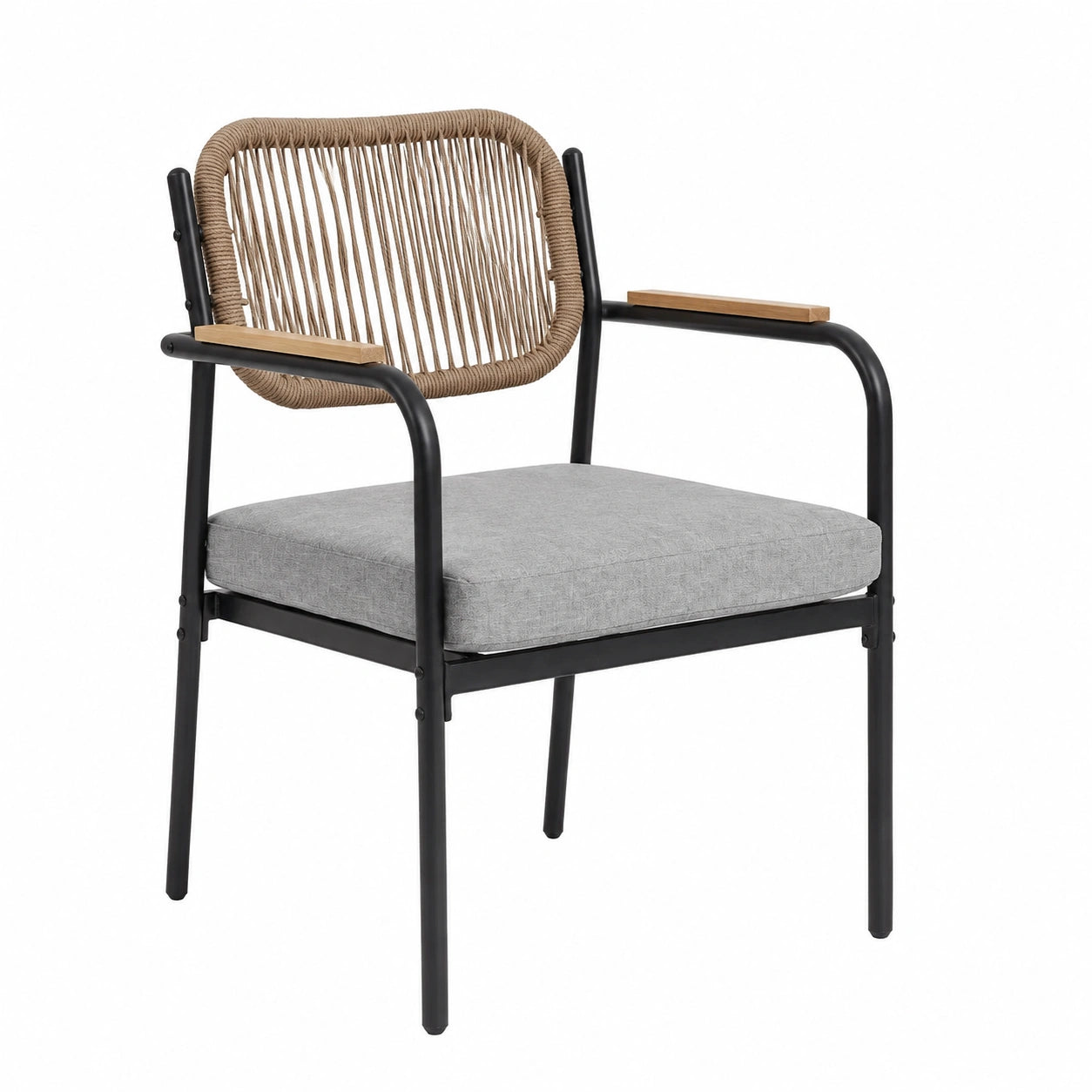 Gartenstühle – 2er-Set, aus Metall, Grau, für Garten, Terrasse und Balkon