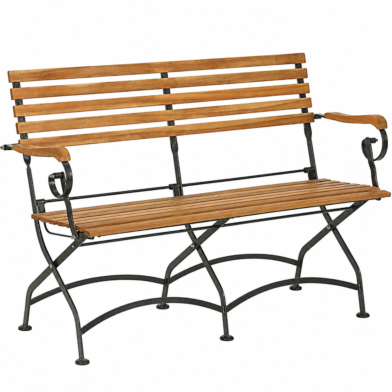 Bank – 2-Sitzer, 124 × 88 × 57 cm, aus Akazienholz und Stahl, Grau und Naturfarben
